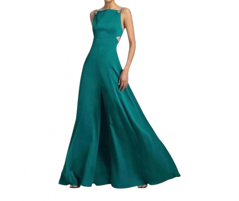 NEW SACHIN & BABI torence satin crepe crystal strap gown in mint